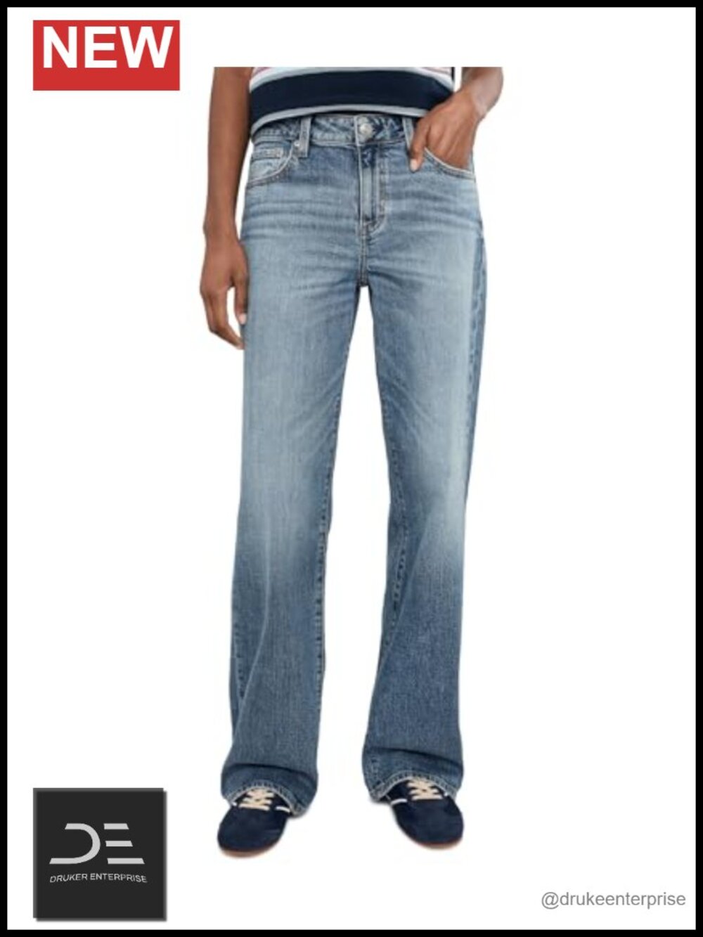 DAZE Women's Low Rise Straight Leg Jeans 100% Cotton Blue